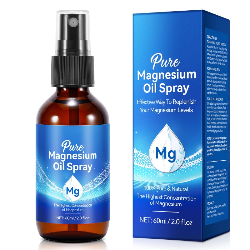 Magnesium Spray, Magnesium Oil for Feet, 100% Pure & Natural Organic Magnesium Oil Spray Glass Bottle, Easy to Absorb & Use, Magnesium Oil Spray for Sleep